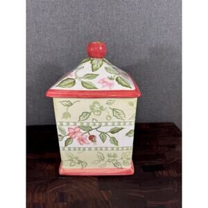Vintage Capriware Floral Apple Top Canister MEDIUM
